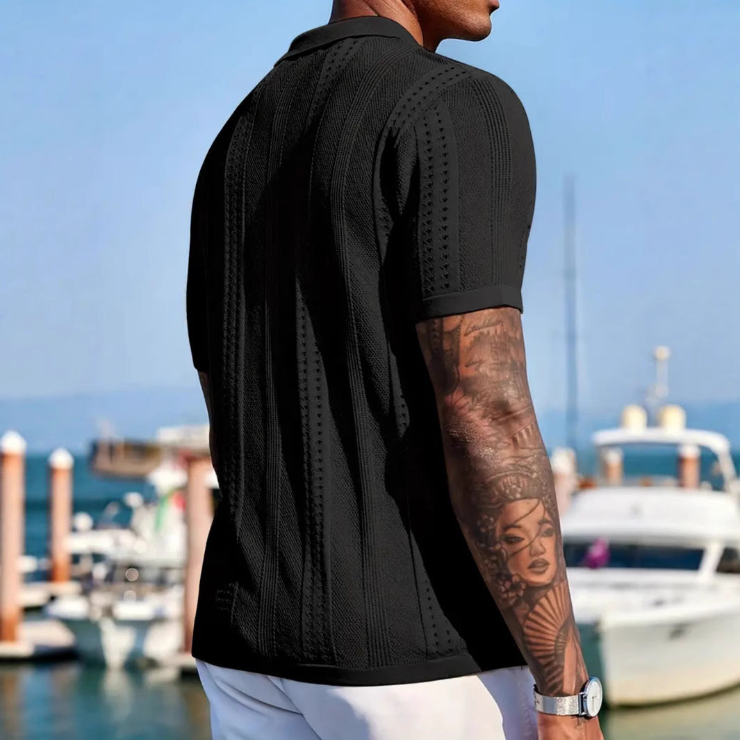 Knitted Cardigan Short Sleeve Shirt