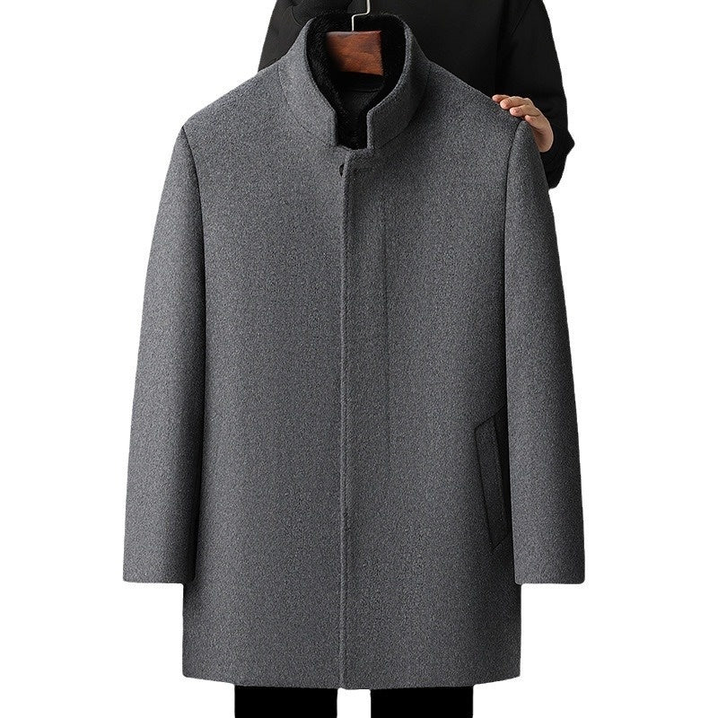 Men’s Wool Overcoat Thickened with Detachable Polyester Liner
