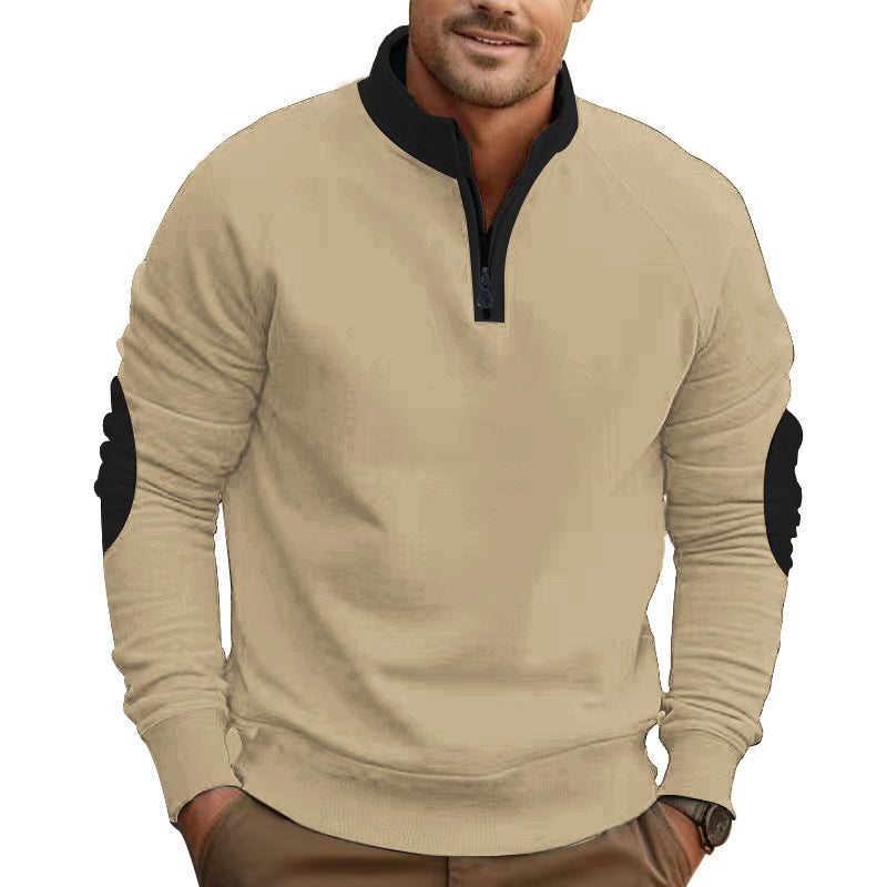 Men’s Half-Zip Pullover Jacket – Stand Collar, Casual Coat