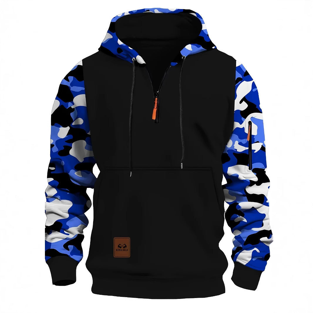 Men’s Camouflage Hooded Zipper Sweater – Vintage Streetwear
