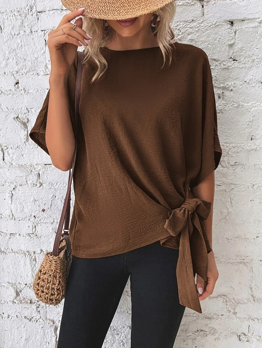 Women's Solid Color Batwing Sleeve Loose Top
