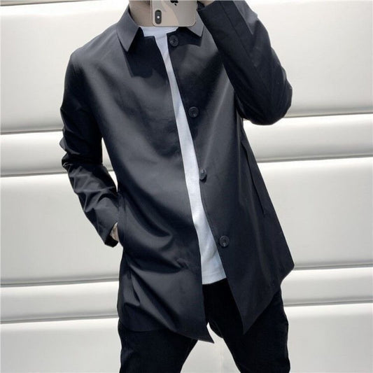 Fashion Casual Short Trench Coat Cloak – Men’s Loose Lapel Outerwear