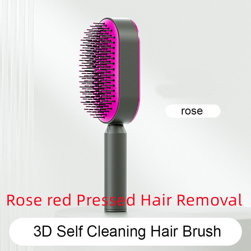 Self-Cleaning Hair Brush – One-Key Cleaning, Anti-Static Scalp Massage Comb for Women