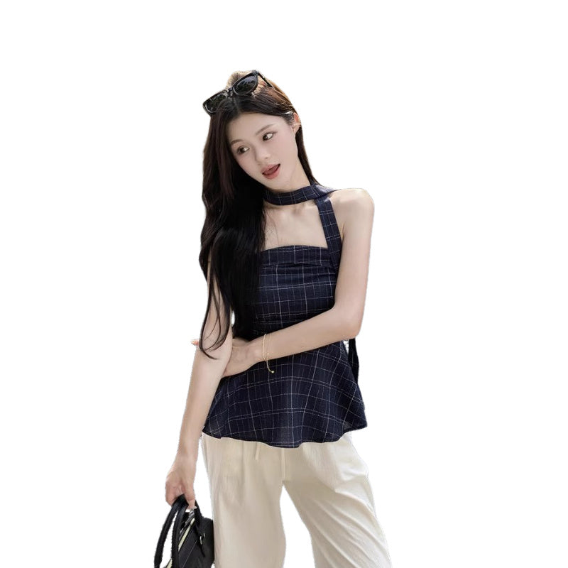 Women’s Retro Plaid Chenille Tube Top