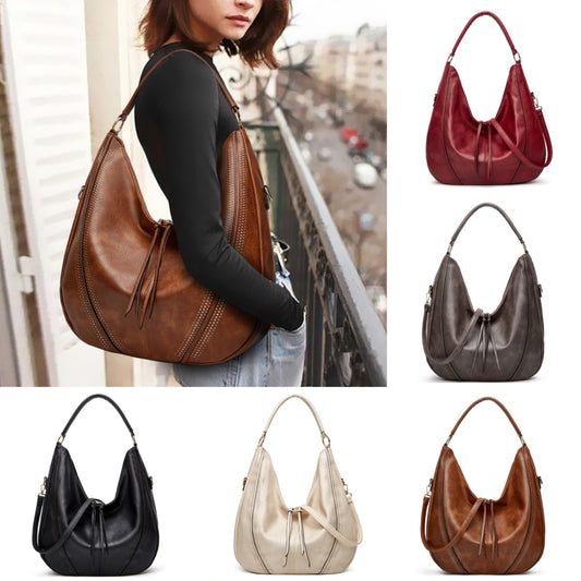 Retro Tassel Hollow Shoulder Tote – Large Capacity Casual Bag for Women