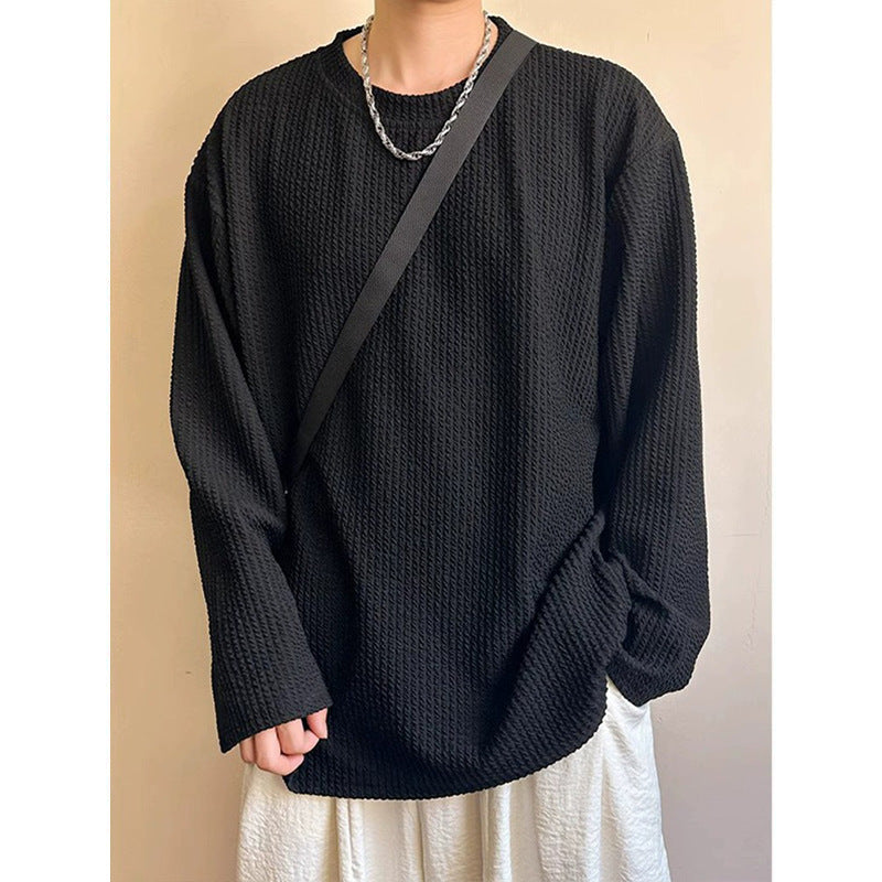 Fashion Men’s Black Round Neck Loose Sweatshirt