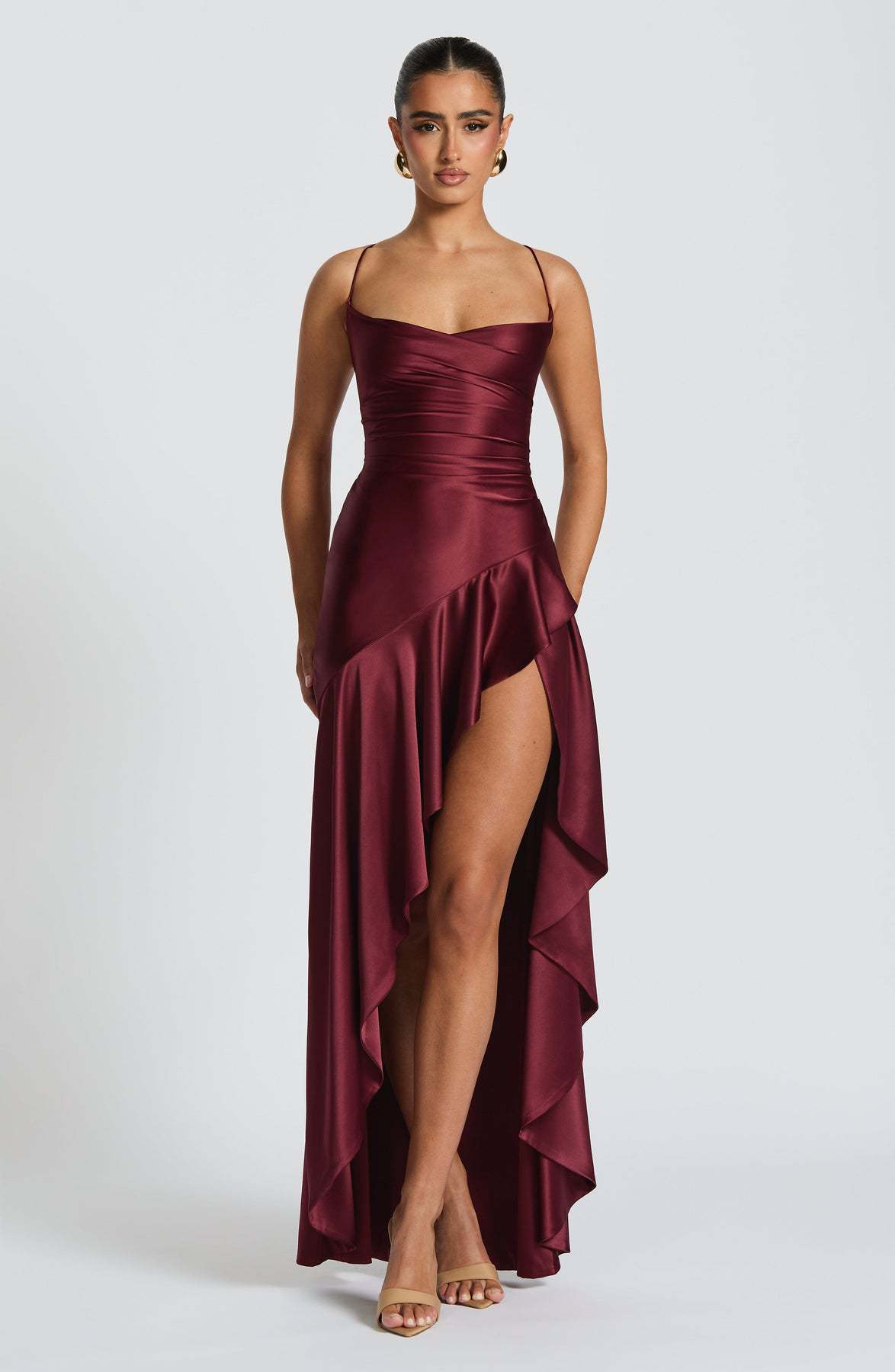 Women's Backless Ruffle Split Maxi Dress – Summer Fashion, Evening & Party Wear