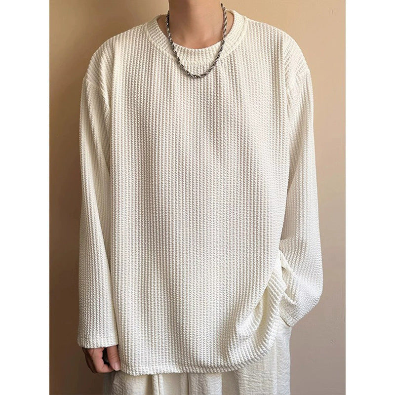 Fashion Men’s Black Round Neck Loose Sweatshirt