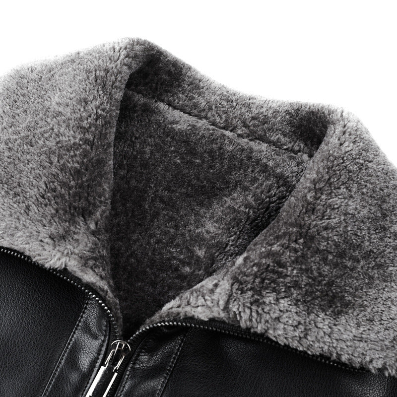 Men’s Winter Suede Polo Coat – Fur-Lined, Commuting & Casual Style
