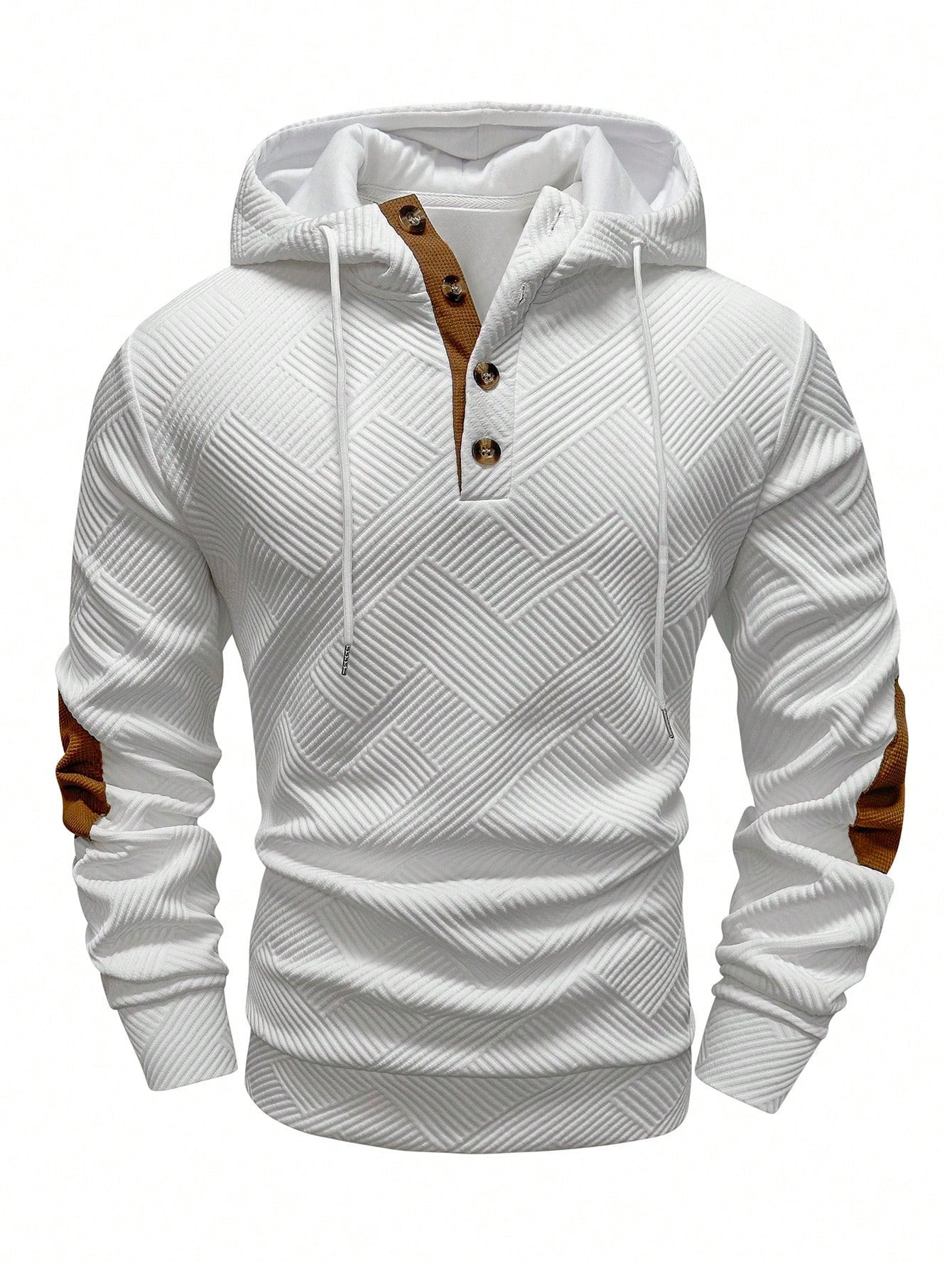 Men's Solid Color Jacquard Hooded Sweater