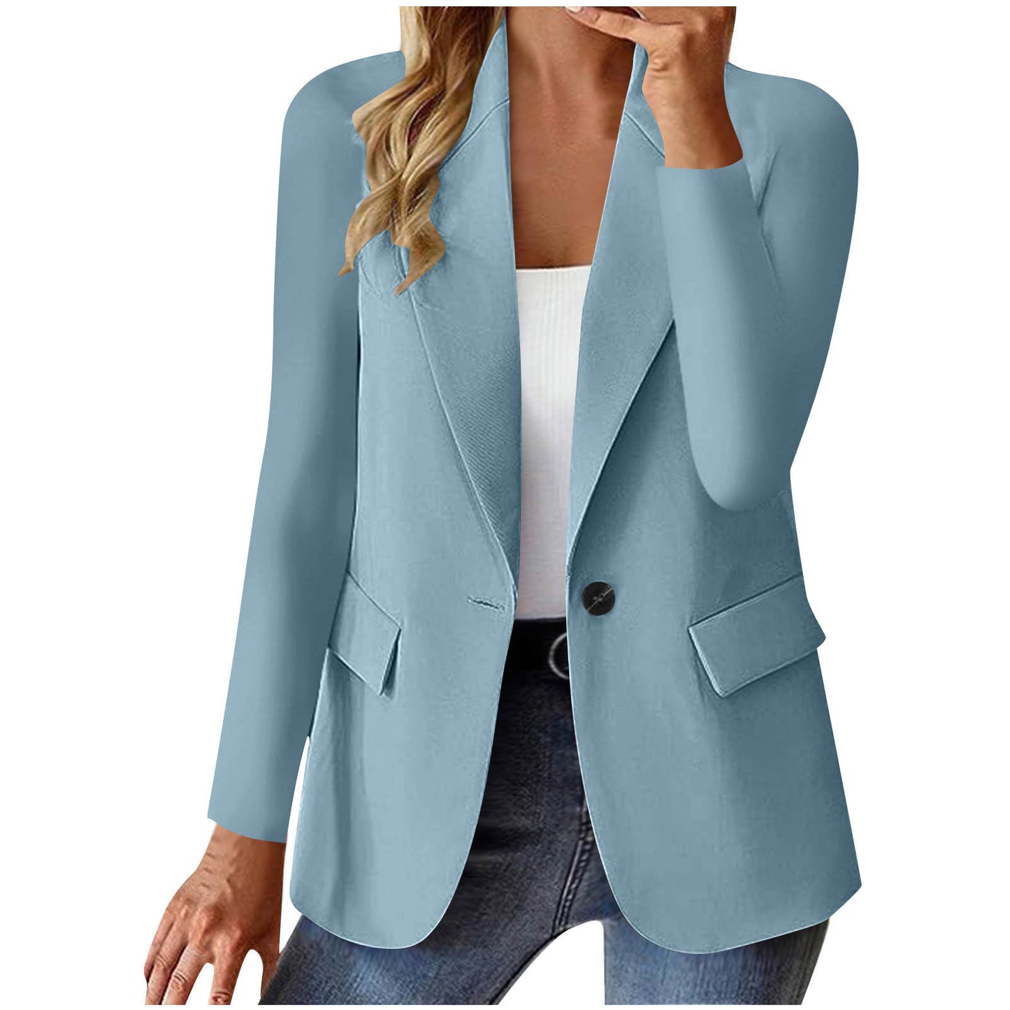 Classic Lapel Button Blazer Jacket – Women’s Casual Workwear