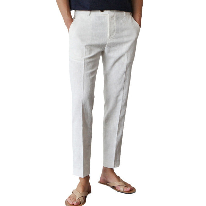 Men’s Cotton-Linen Cropped Trousers