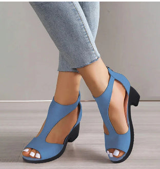 Women’s Open Toe High Heel Sandals – Zip Back Dressy Summer Heels