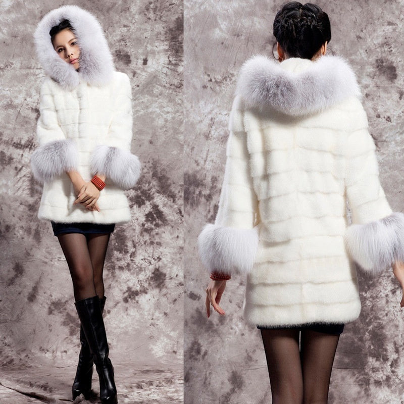 Rabbit Fur-Inspired Cashmere Medium-Length Coat – Women’s Long-Sleeved Outerwear