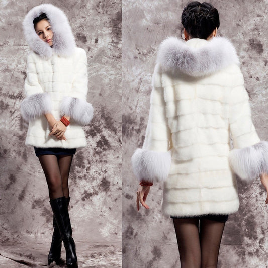 Rabbit Fur-Inspired Cashmere Medium-Length Coat – Women’s Long-Sleeved Outerwear