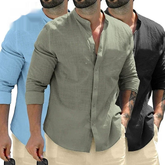 Men’s Autumn Cotton Long Sleeve Shirt – Business Casual
