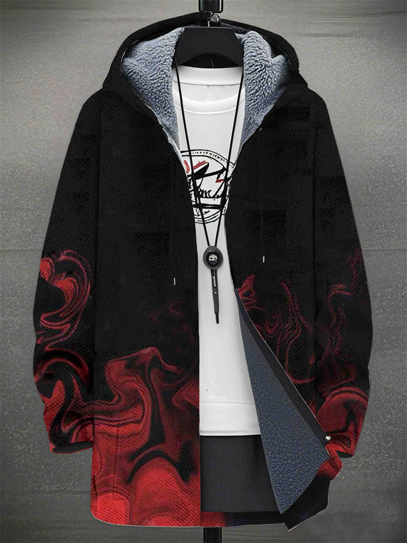 Digital Printing Plus Velvet Men’s Casual Jacket – Stylish & Comfortable Outerwear