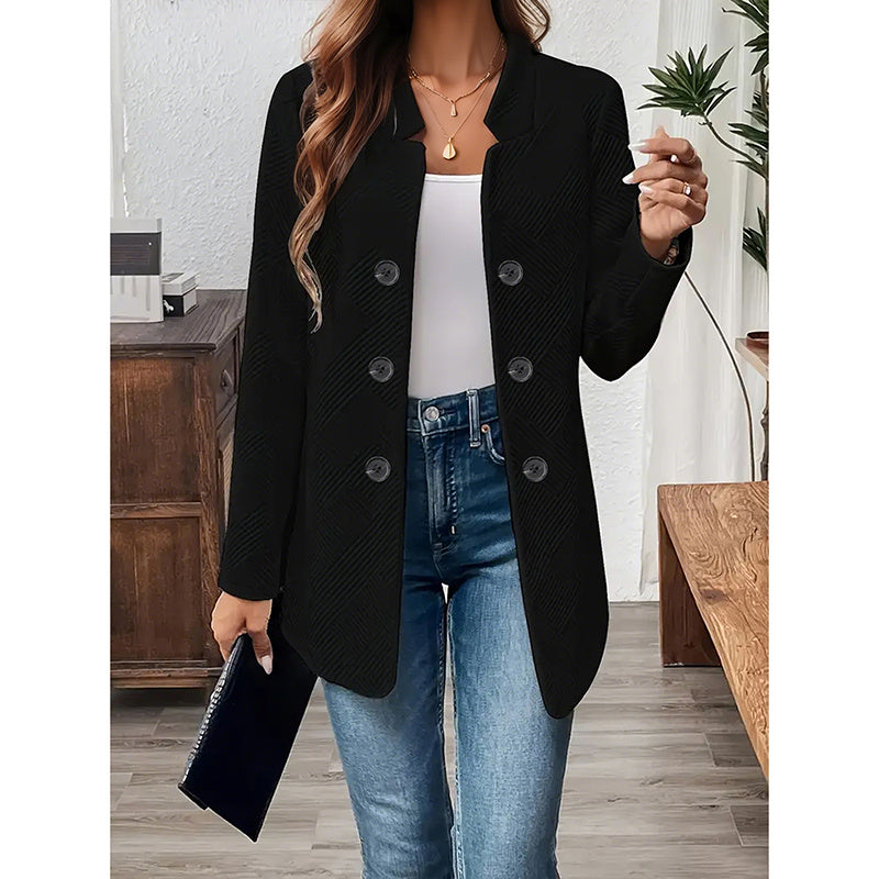 Women's Open Front Cardigan Coat – Business Casual Blazer Jacket with Notch Collar