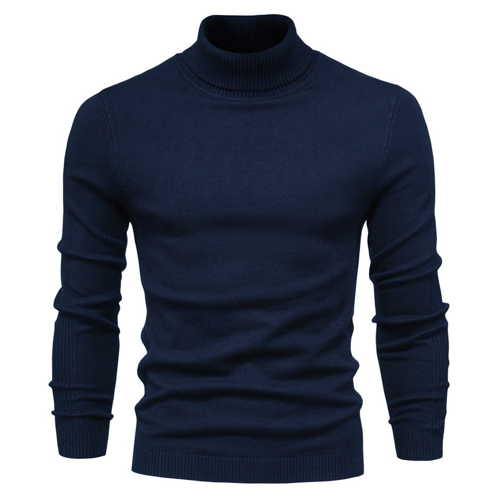 Men’s Solid Color Slim Fit Turtleneck Sweater – Winter Casual Top