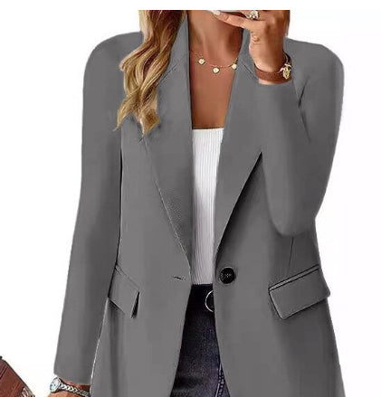 Classic Lapel Button Blazer Jacket – Women’s Casual Workwear