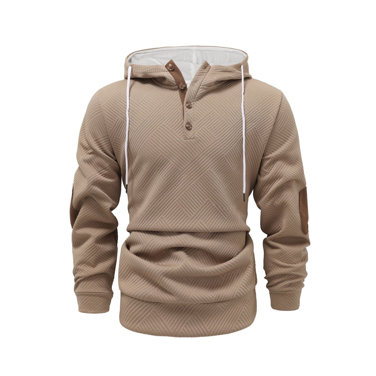 Men's Solid Color Jacquard Hooded Sweater