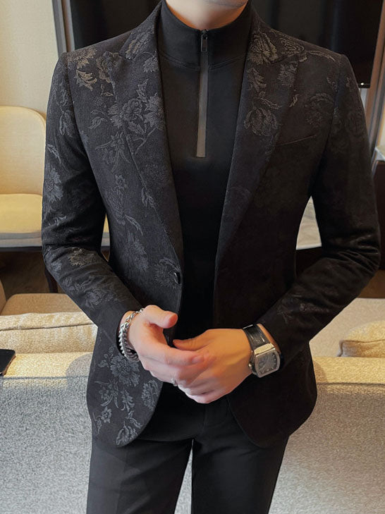 Men's Slim Fit Floral Print Casual Blazers