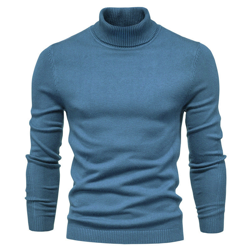 Men’s Solid Color Slim Fit Turtleneck Sweater – Winter Casual Top