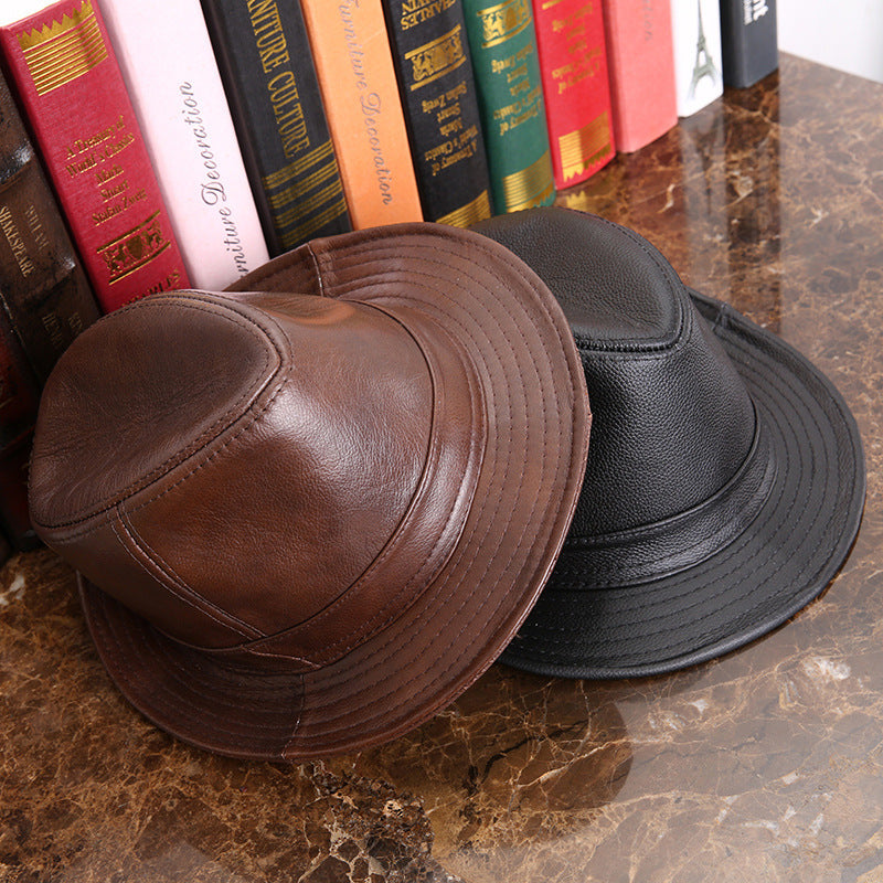 Cowhide Wide Brim Hat – Unisex Street Style