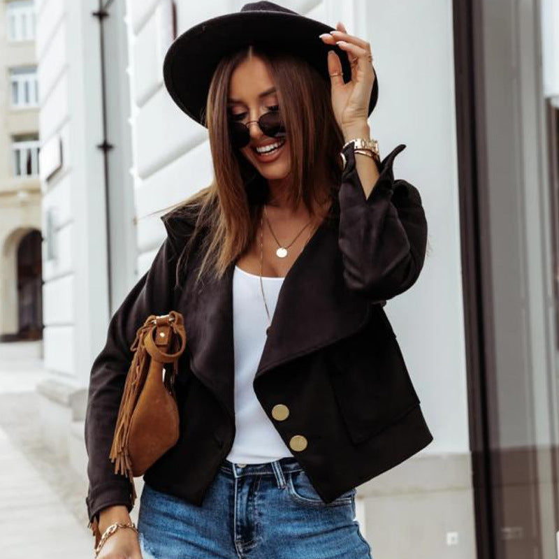 Slim Deerskin Velvet Long-sleeved Jacket Cardigan