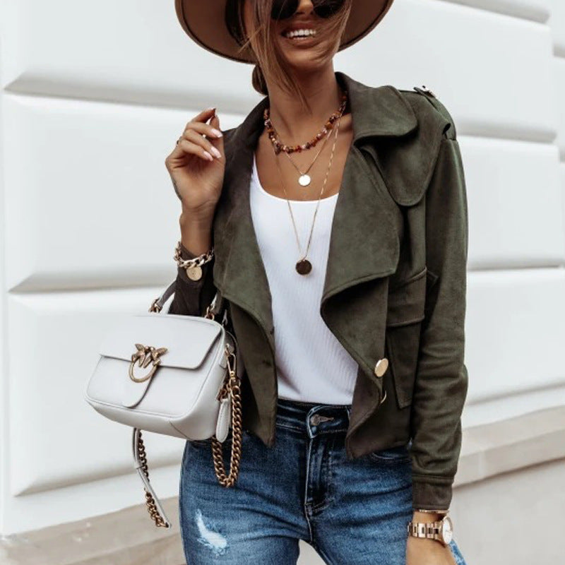 Slim Deerskin Velvet Long-sleeved Jacket Cardigan