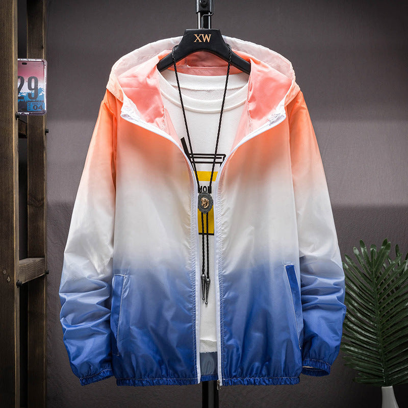 Unisex Gradient Sun Protection Jacket – Lightweight Hooded Windbreaker