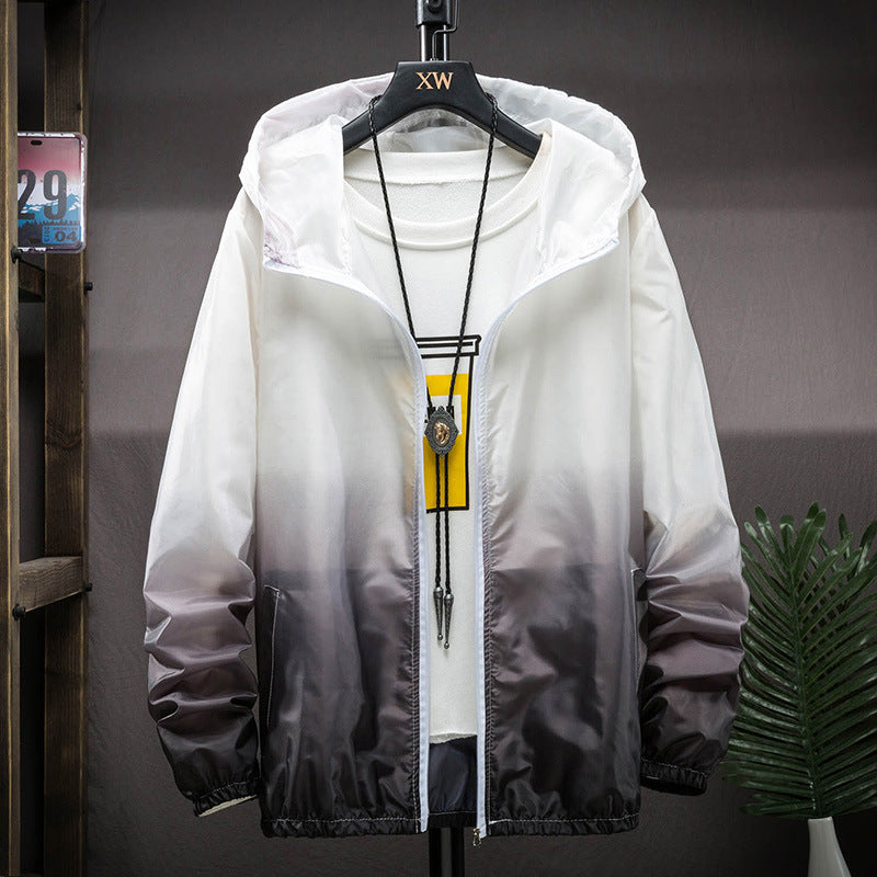 Unisex Gradient Sun Protection Jacket – Lightweight Hooded Windbreaker