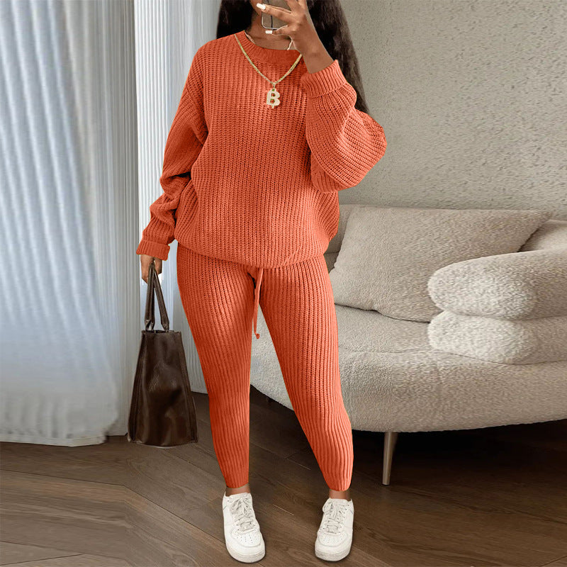 Winter Ribbed Knit Suit