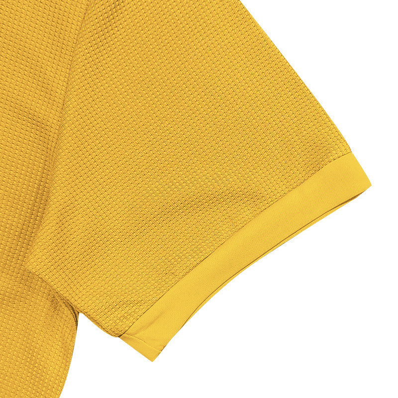 Men’s Waffle Knit Short Sleeve Polo Shirt – Casual Summer Lapel Top