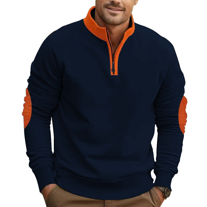 Men’s Half-Zip Pullover Jacket – Stand Collar, Casual Coat