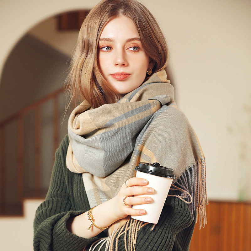 Thick Warm Tassel Artificial Cashmere Scarf