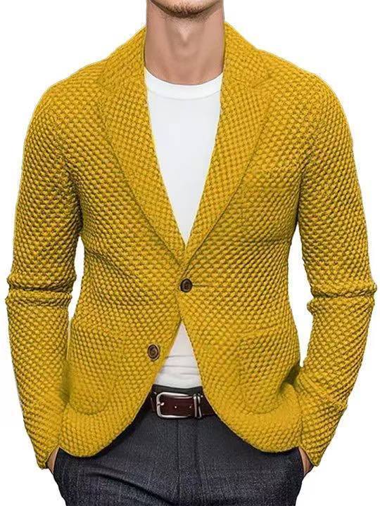 Men's Lapel Knit Cardigan – Casual Open-Front Sweater