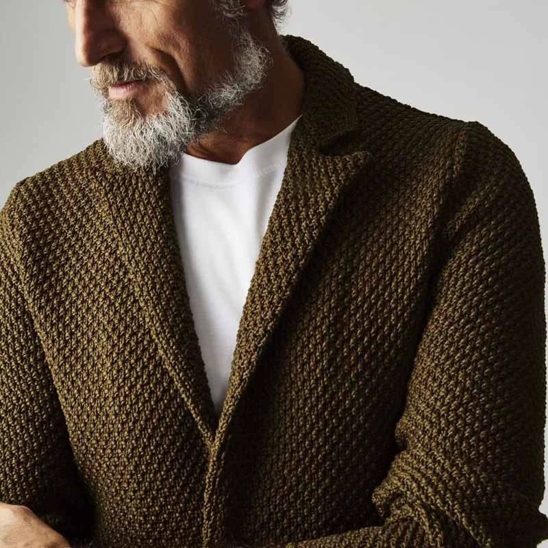 Men's Lapel Knit Cardigan – Casual Open-Front Sweater
