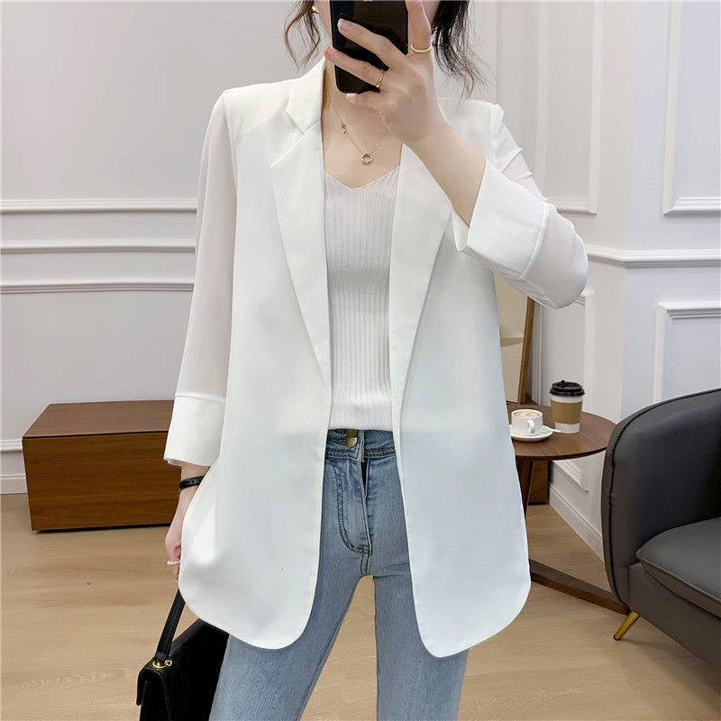 Women's Slim Fit Blazer Jacket – Single-Breasted Stand Collar Office Suit Coat