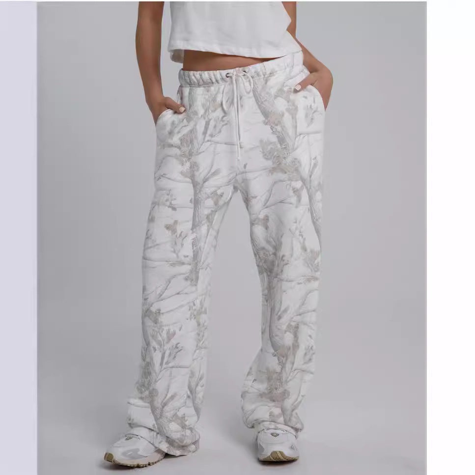 Women’s Autumn Winter Camouflage Maple Leaf Two-Piece Hoodie & Sweatpants Set