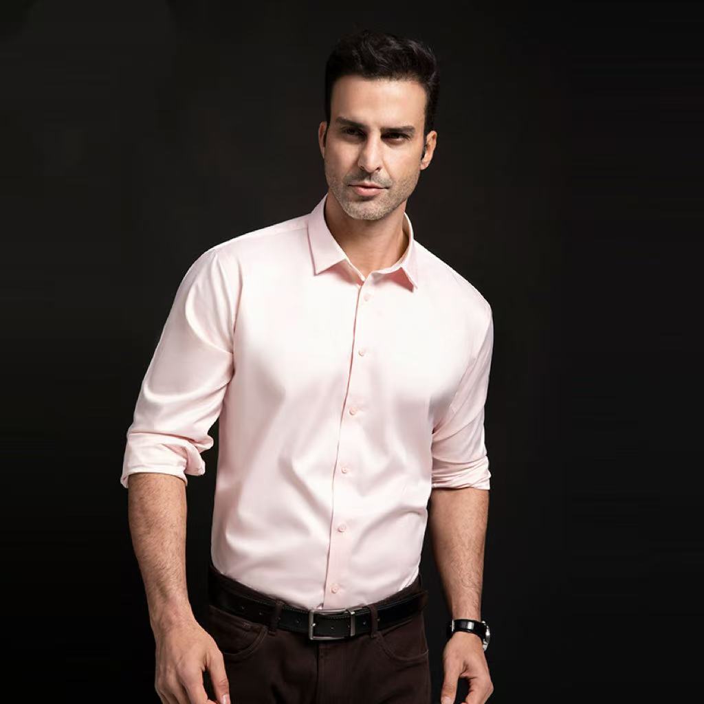 Men's Stretch Silky Seamless Long-sleeved Shirt