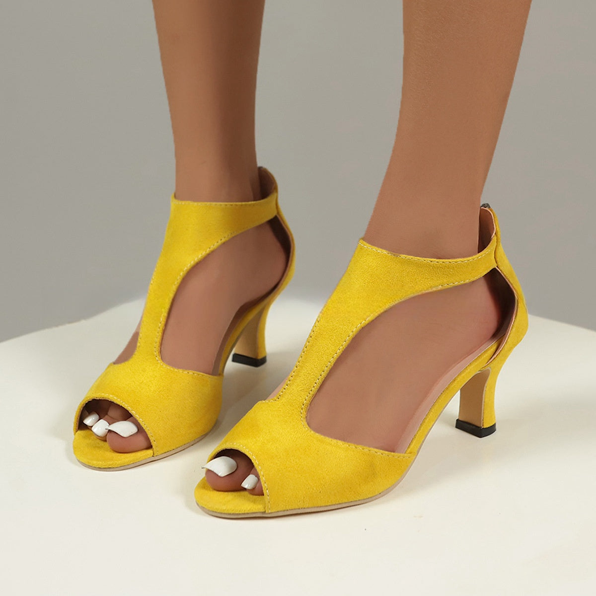 Women’s Open Toe High Heel Sandals – Zip Back Dressy Summer Heels