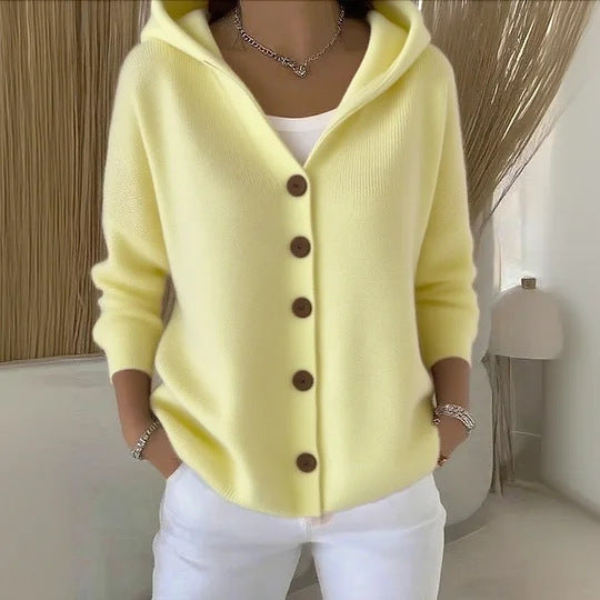 Hooded Knitted Cardigan – Casual Long Sleeve Sweater for Autumn & Winter