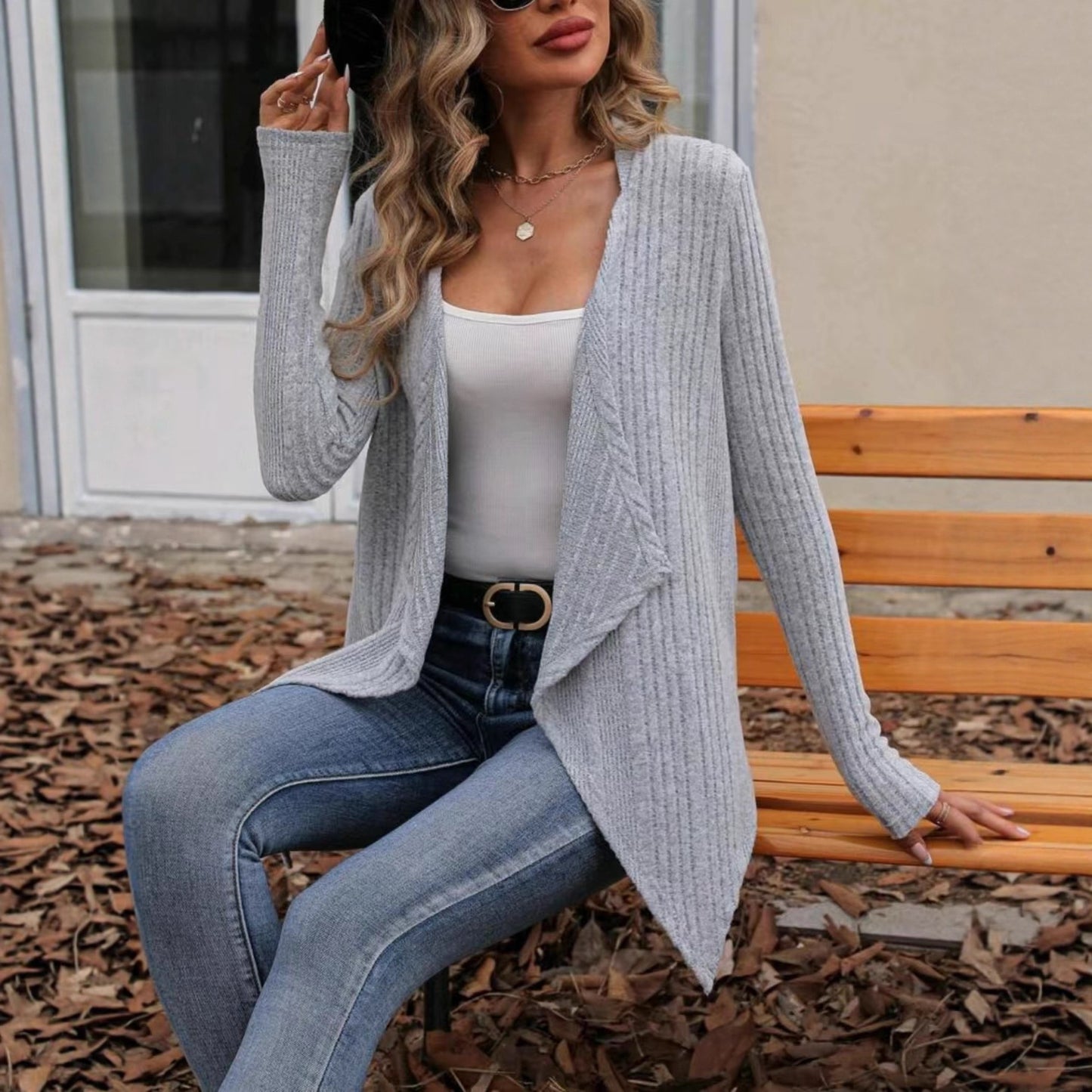 Gray Long Sleeve Cardigan