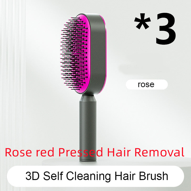 Self-Cleaning Hair Brush – One-Key Cleaning, Anti-Static Scalp Massage Comb for Women