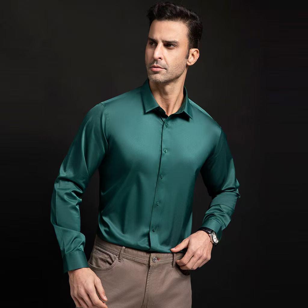 Men's Stretch Silky Seamless Long-sleeved Shirt