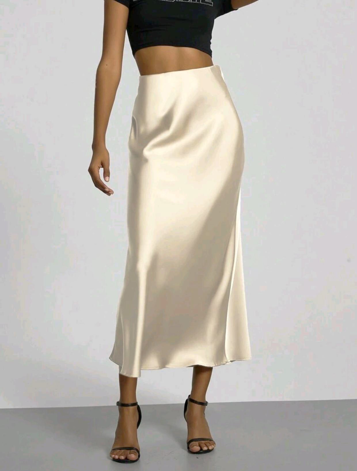 Women's Chic Slim Fit Satin Maxi Skirt