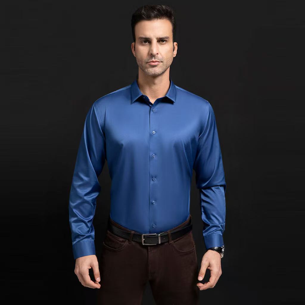 Men's Stretch Silky Seamless Long-sleeved Shirt