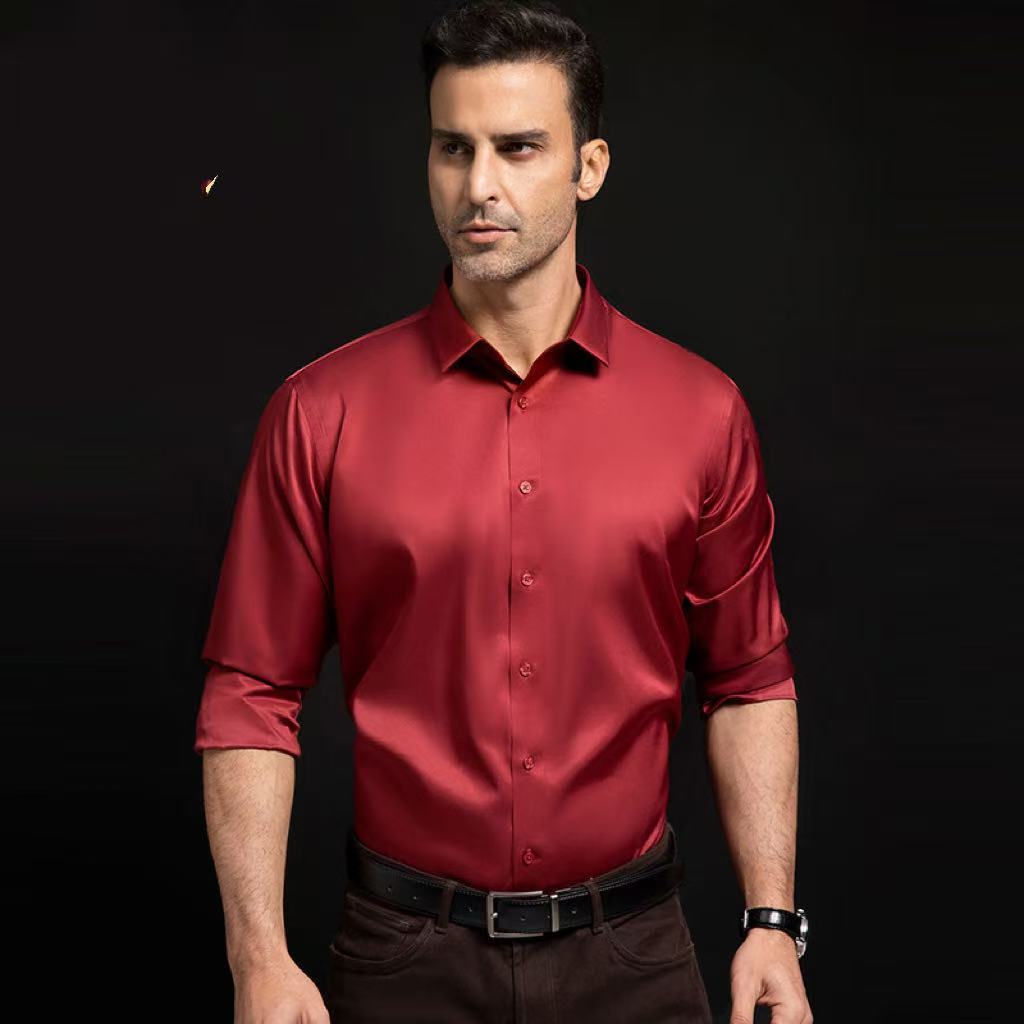 Men's Stretch Silky Seamless Long-sleeved Shirt