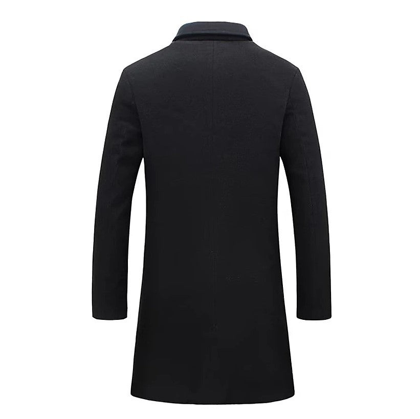 Winter Lapel Trench Coat – Fashion Single-Breasted Pocket Jacket for Men